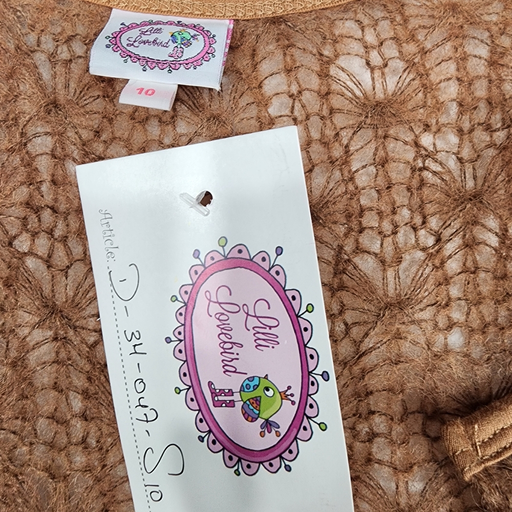 Brown Knit Kids Sweater with Ruffle Hem - Picture 3 of 8